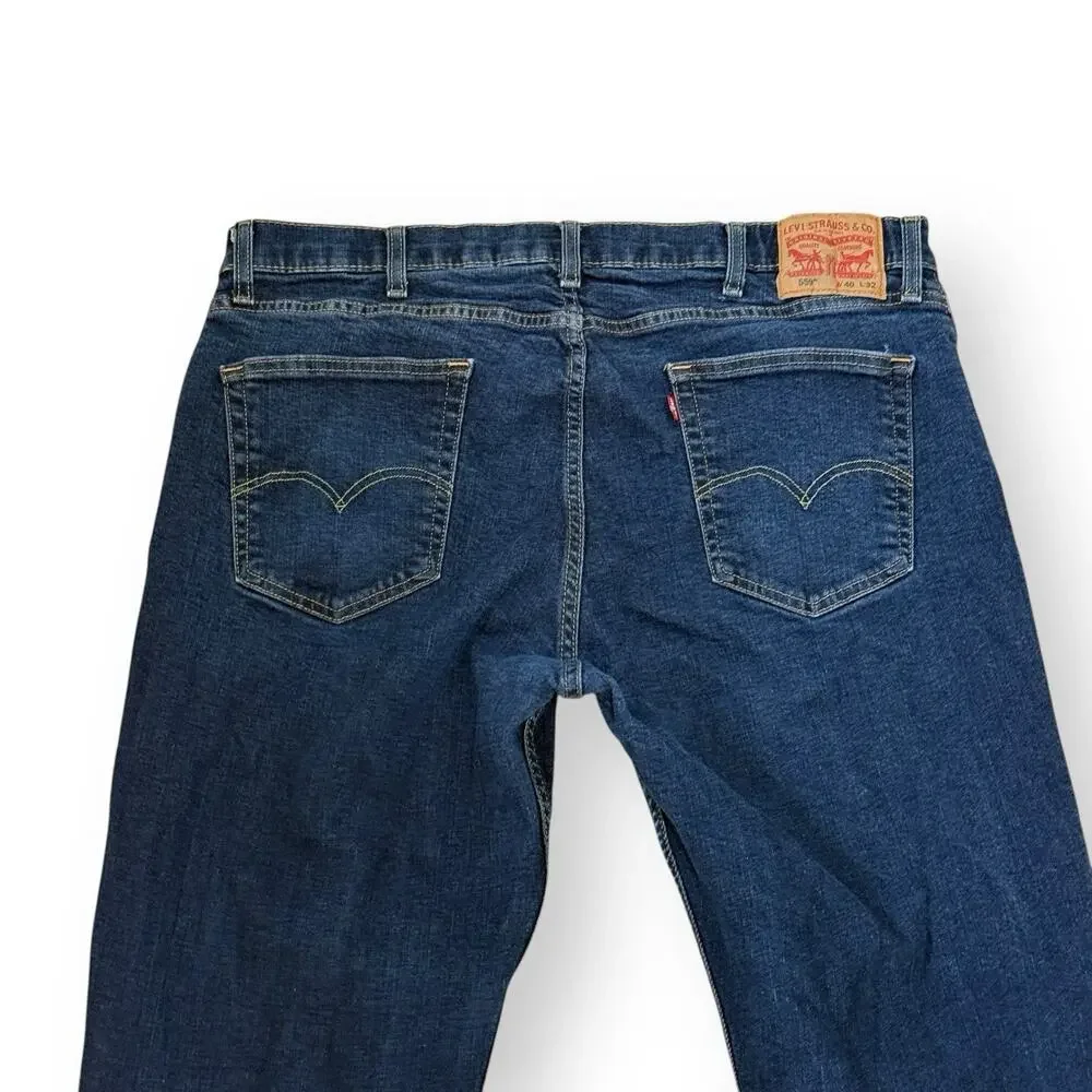 Levi's 559 Jeans Mens 40x32 Relaxed Straight Dark Wash Blue Denim Pants Mid Rise